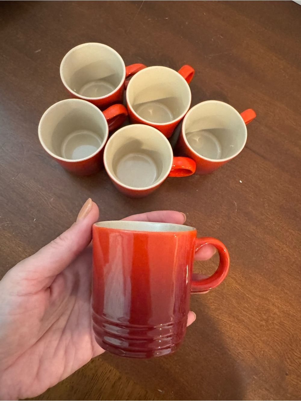 Le Creuset NEW Cerise Red Espresso Stoneware Mug - Set of 6